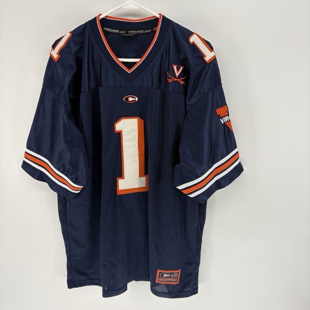 Virginia Cavaliers Blue Jersey Colosseum Athletics NCAA Football Mesh #1 Men XXL